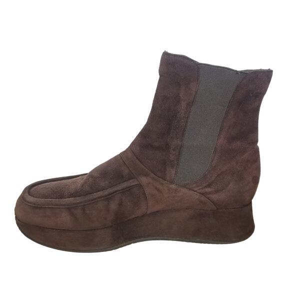 Stephane Kelian | Brown Suede Ankle Boots Platform 9.5 Slip On - Picture 2 of 11